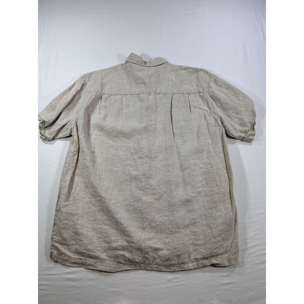Cubavera Mens Large 100% Linen Embroidered Palm Leaf Short Sleeve Button Down - Picture 7 of 7